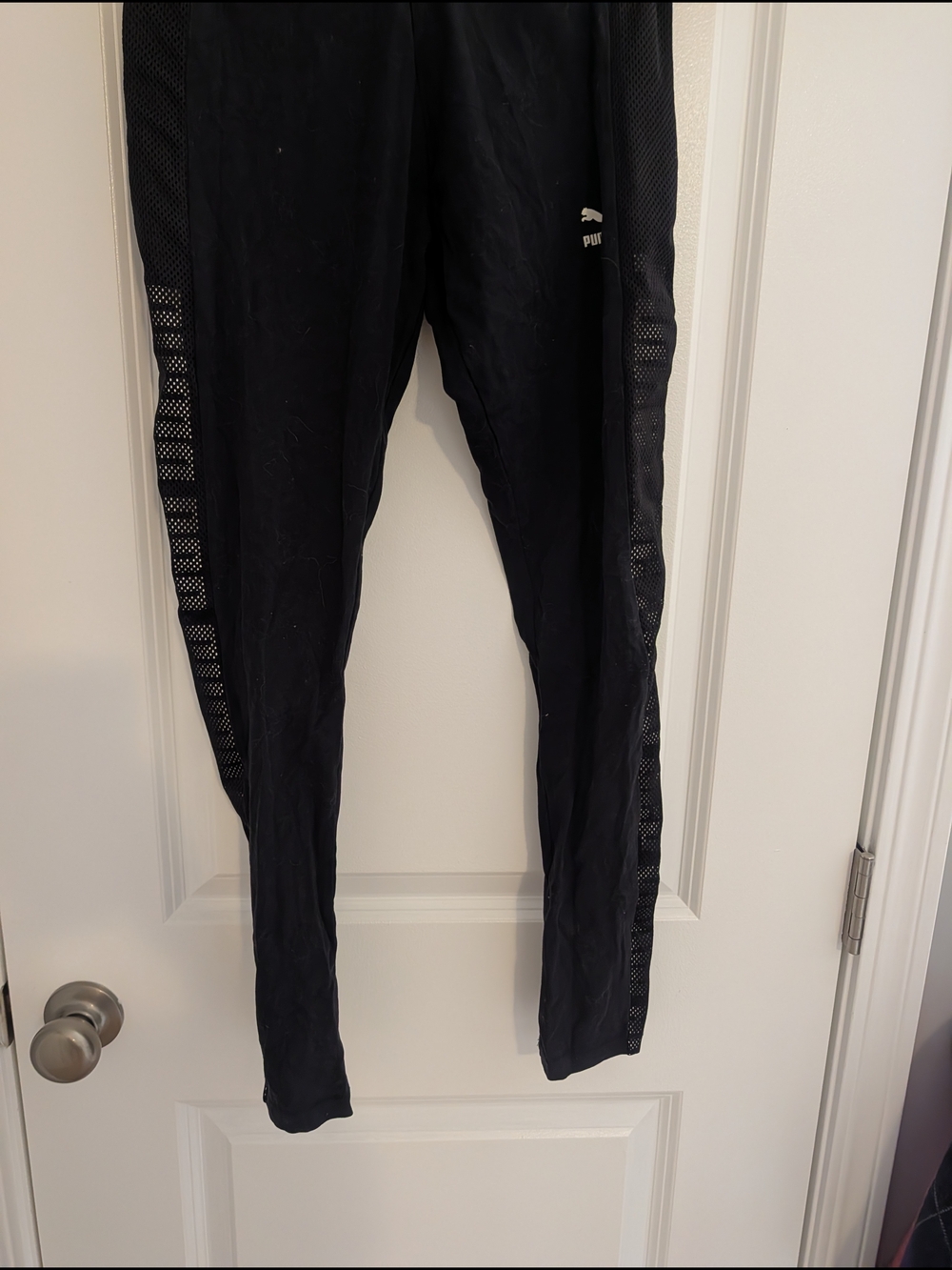 Puma Black Athletic Leggings with Mesh Side Panels